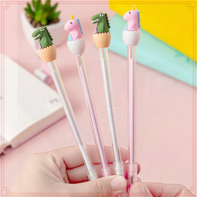 24 Pcs Wholesale Cute Dinosaur Gel Pens with Creative Transparent Shell for Students