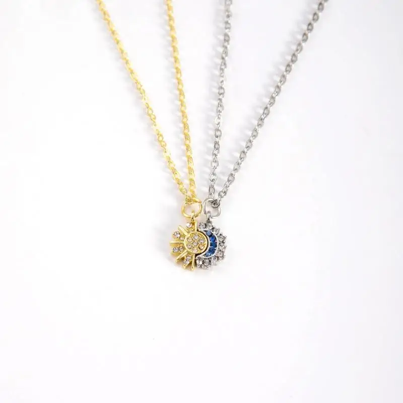 Nouveau réglable empilable mousseux lune soleil étoile bague collier pour femmes filles Couple élégant ensemble de bijoux cadeaux de fête de mariage