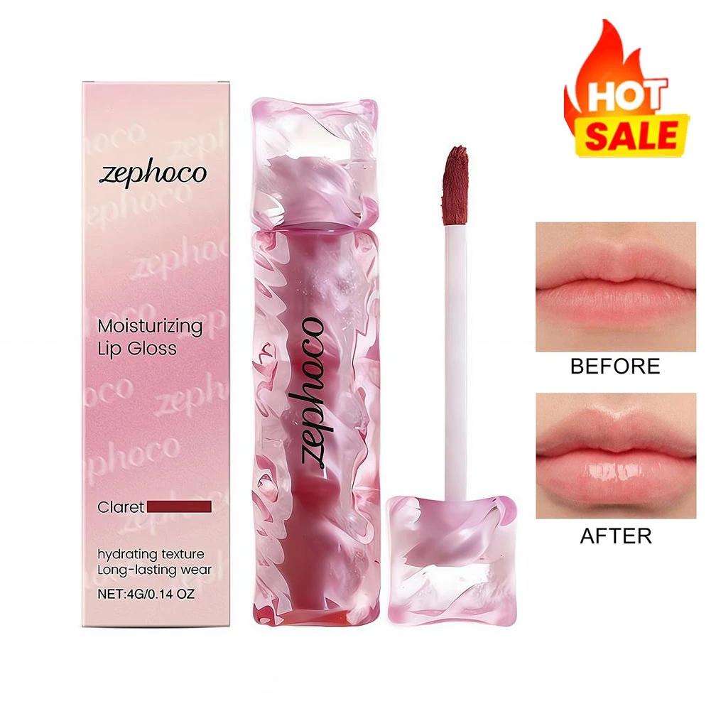 Brillo Labial Hidratante y de Larga Duración, Efecto Espejo Glacier Rock, Brillo Labial con Acabado Acuático, Hidrata y Dura, Tinte Labial para Maquillaje Femenino