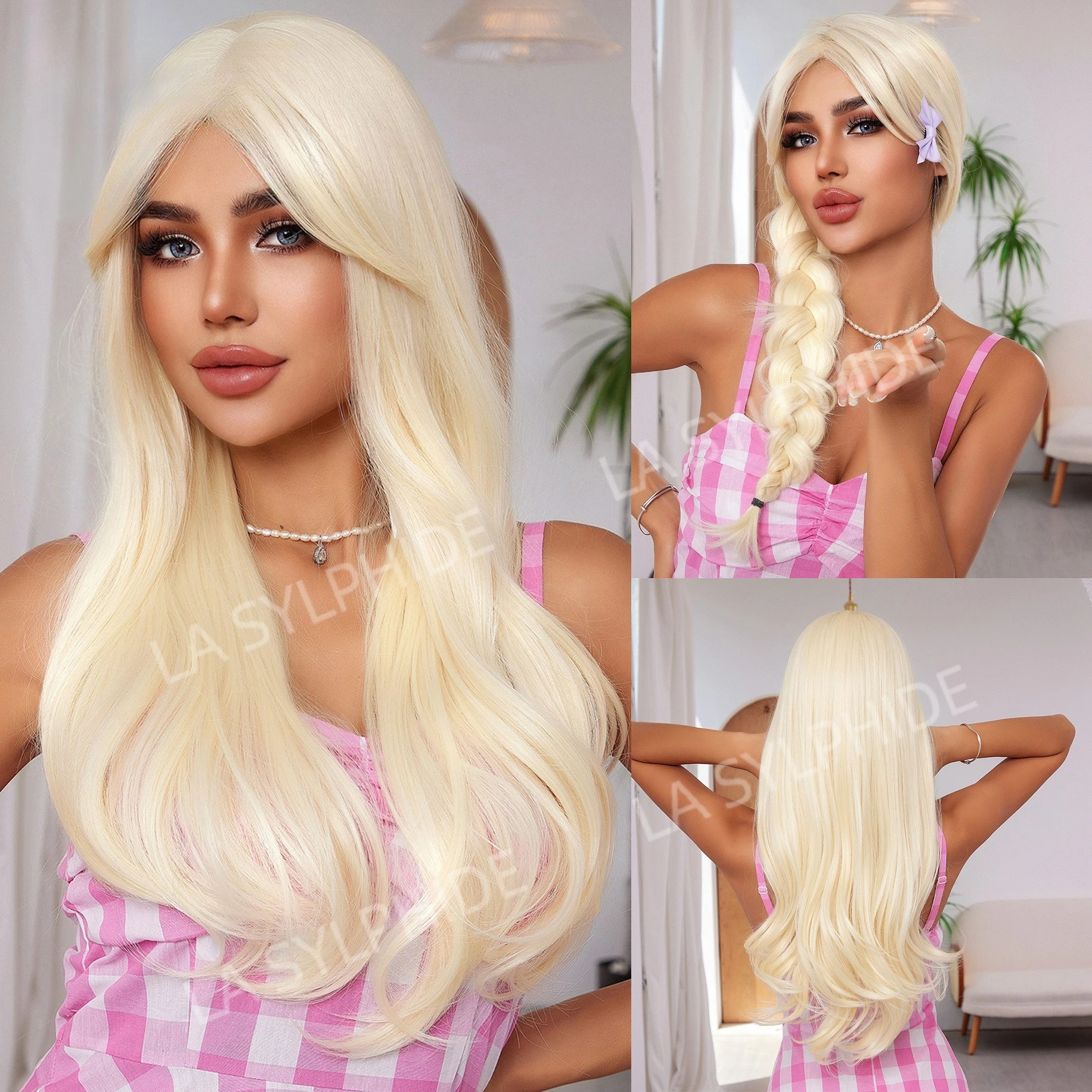 

Wig Halloween dopamine wig female Barbie same full hood long curly hair long bangs high temperature