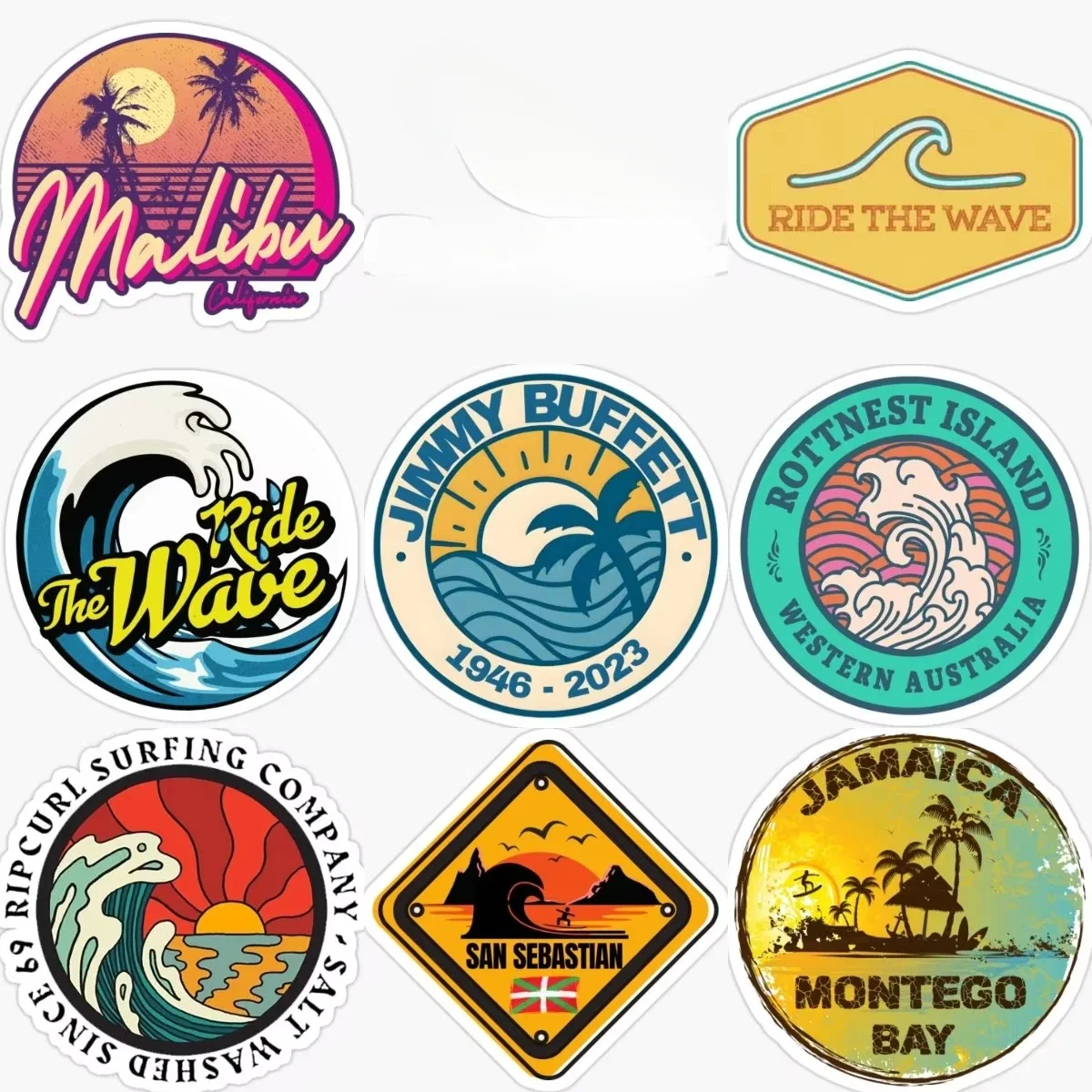 

Surfing Surfboard Ocean Wave PVC Sticker for Covered Scratch Decorate Car Window Van Laptop Door Bumper Camper Decal Accessories