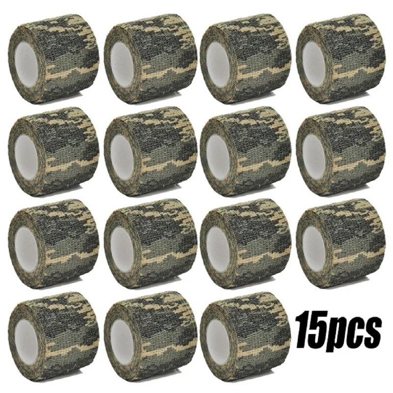 1/15pcs 4.8m ACU Camouflage Sports Self-Adhesive Elastic Wrap With Knee Support Pad, Finger Ankle Palm Elastic Plastic