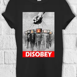 Disobey Tv Heads Slavery T Shirt Sweat Baseball Pullover Baggy Boyfriend 1334