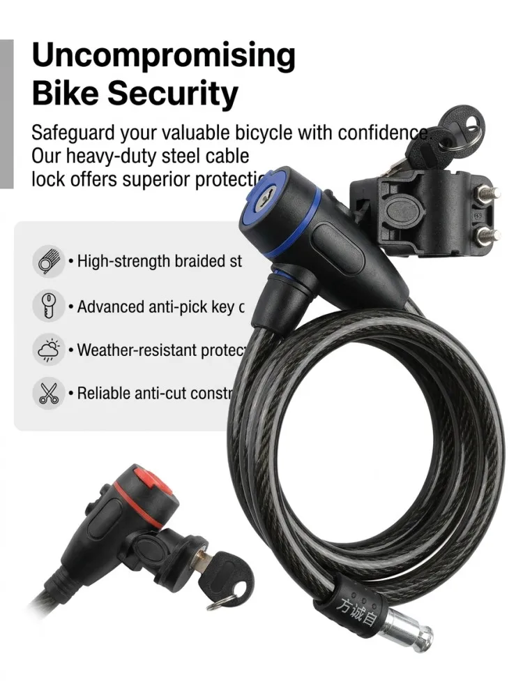 AliExpress NONE High Strength Motorcycle Chain Lock,Metal Bicycle Anti-Theft Lock with 2 Keys for Maximum Safety Random color