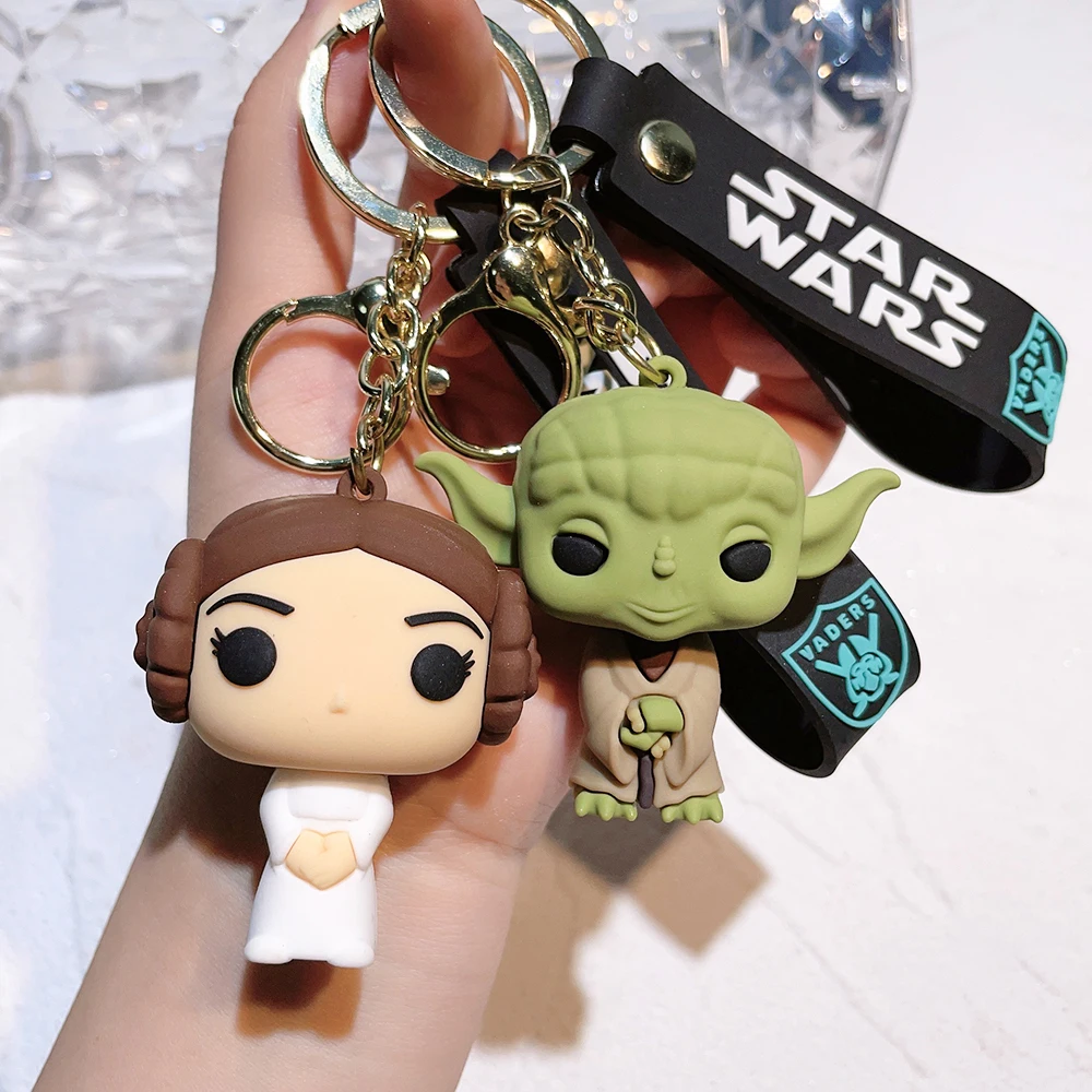 Disney Movie Star Wars Keychain Darth VaderImperial Stormtrooper Yoda Baby Doll Keyrings KeyHolder for Boys Gifts