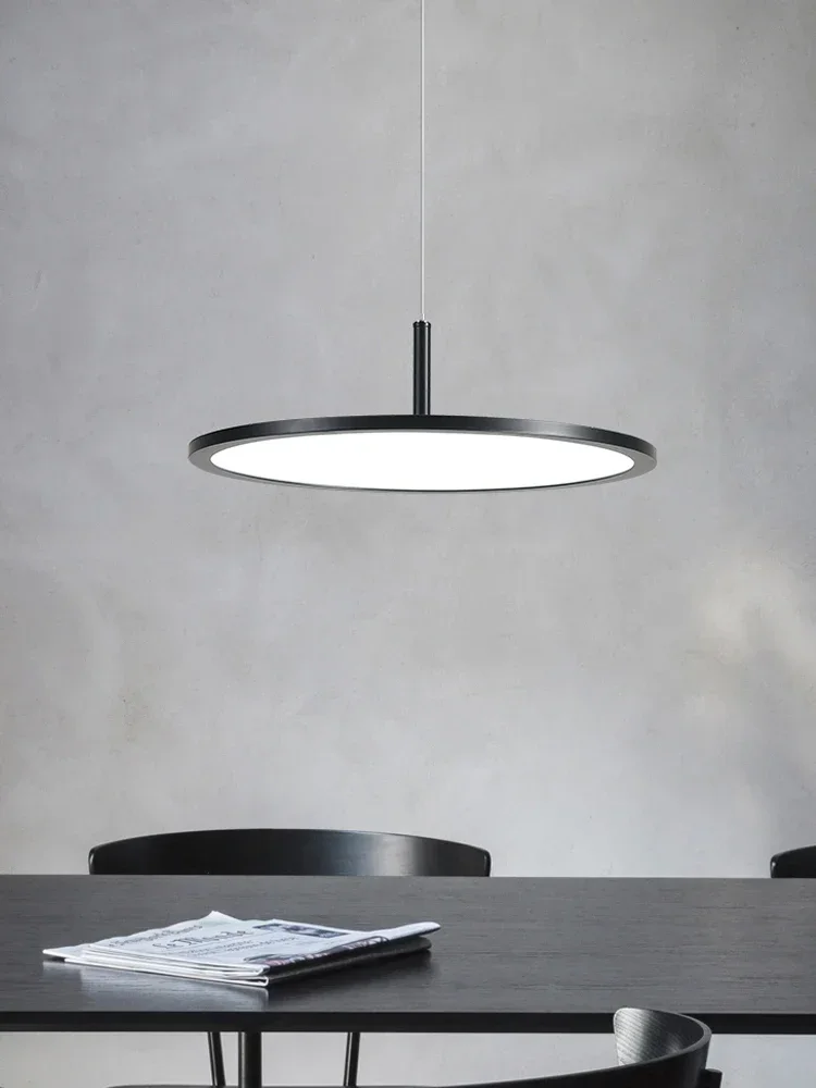 

2025 Creative Disc LED Black White Pendant Lights Modern Simple Restaurant Bar Cafe Bedroom Living Room Ultra-Thin Round Hanging
