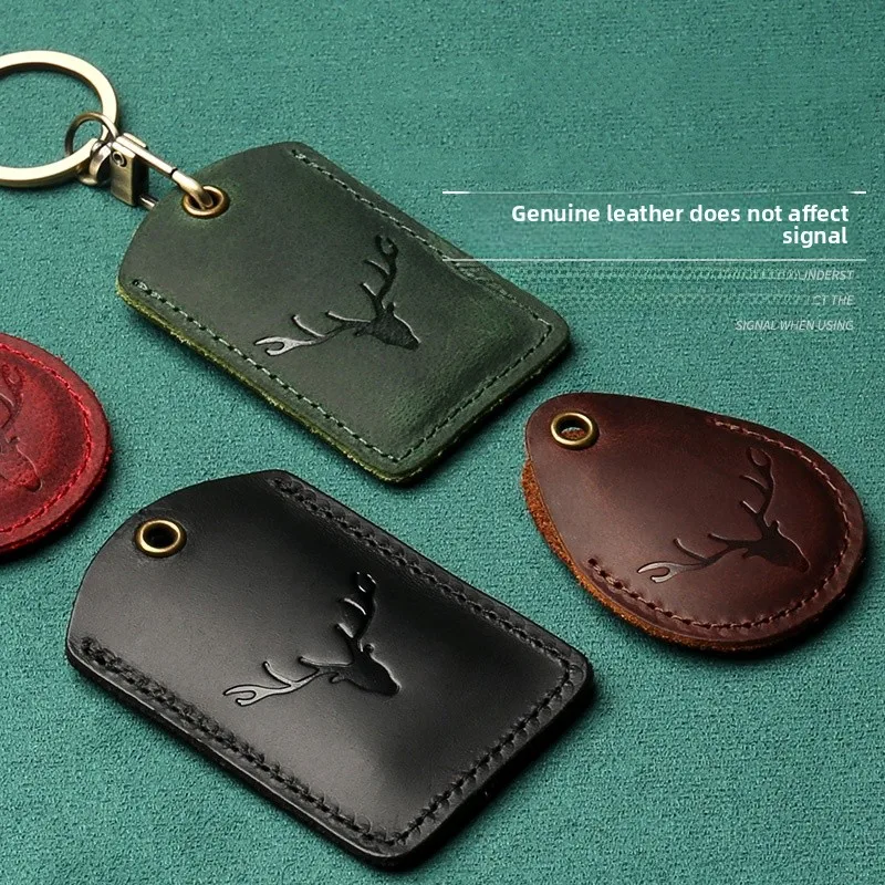 Leather Key Card Holder Drop Shape Elevator Card Protection Cover Rectangular Door Access Card Lanyard Integrated Luxury Goods