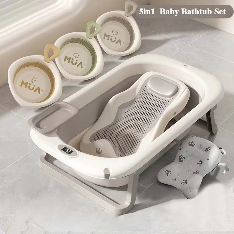

Набор детских ванночек 5 в 1, раковина для душа для сидения и лежания новорожденных, увеличенная детская раковина для душа, складная теплая детская ванночка