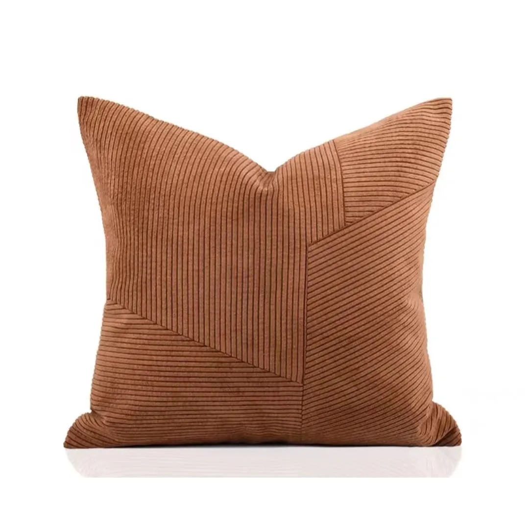 Nordic Modern Pillow Sofa Living Room Cushions Square Pillow Model Room Orange Brown Corduroy