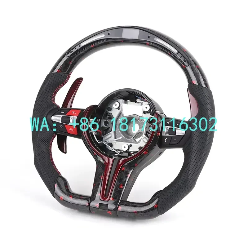 

China Plant 2026 With Red M1 M2 Button Red Forged Carbon LED Steering Wheel F10 F20 F22 F30 F32 M3 F80 M4 F82