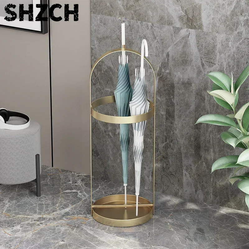 Iron Umbrella Stand for Entryway, Drip Tray Rack Holder Floor Storage Caddy for Home Hallway, Rustic Metal Organizer Bin