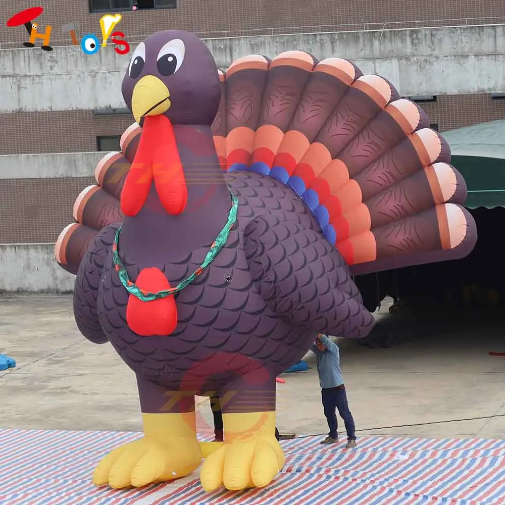 Nave aerea veloce 4m/6m/8m Gonfiabile gigante Modello di tacchino Decorazione Aria esplodere Animale per l'esposizione del Giorno del Ringraziamento