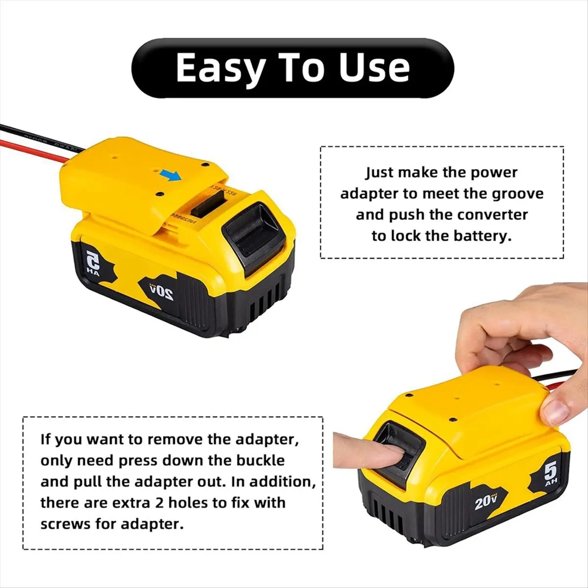

Mini Power Cable for 20V Battery Mini Charger Adapter to DC Power 18AWG Cable Cord with Switch