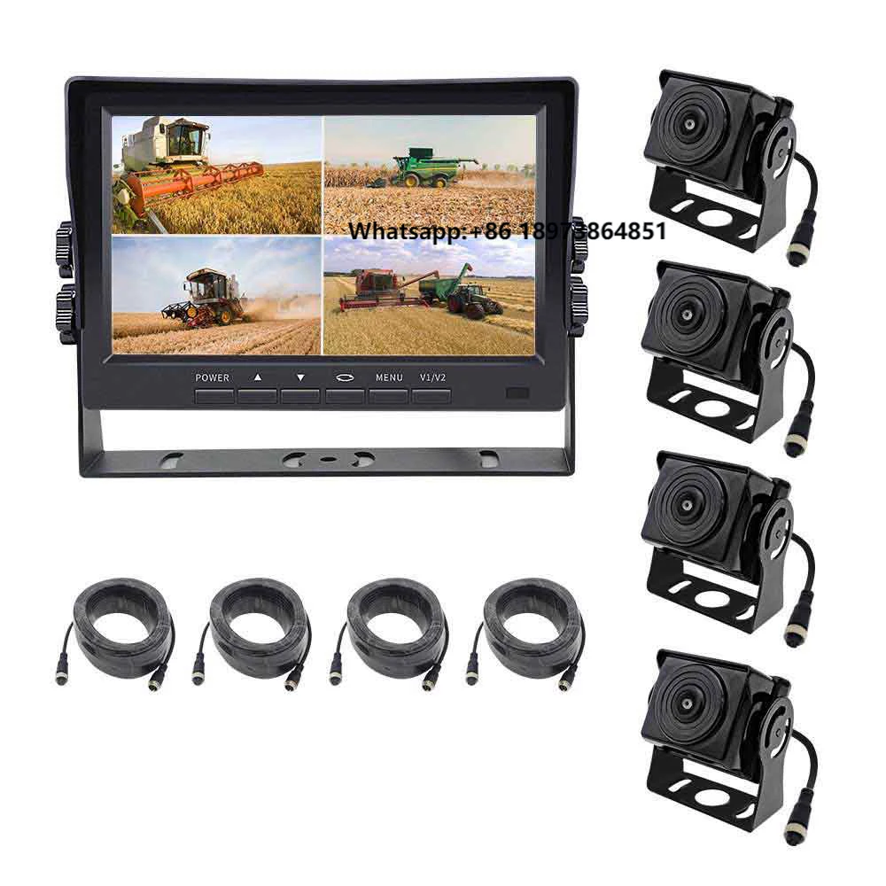 

7-Inch Quad View Car System Waterproof Rear Front Backup View 4 Waterproof IP68 Cameras Agriculture Reverse Camera Kit
