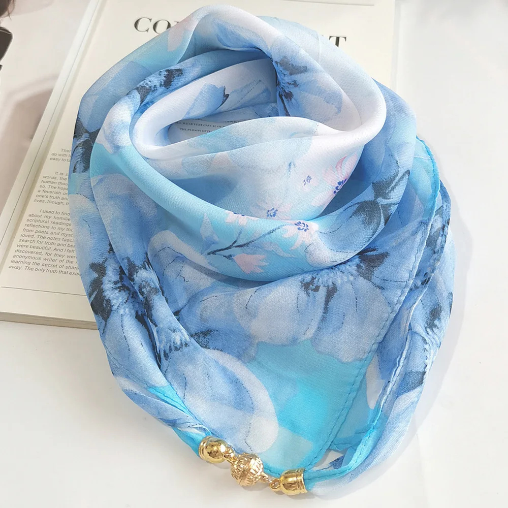 Neue Mode Magnetische Schnalle Schal Dünnen Schal Dekorative Chiffon Quadrat Sonnencreme Hals Abdeckung frauen Schals Party Geschenk – Detail 6