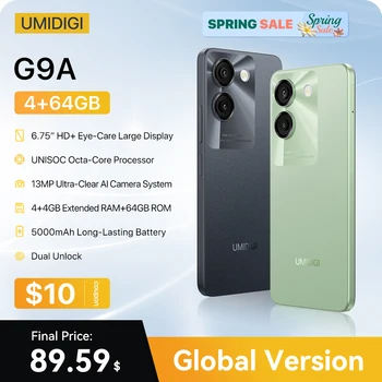 UMIDIGI G9A Android 14 Smartphone Octa-core 13MP Camera 64GB 6.75” Waterdruppel HD+ 5000mAh Batterij Dubbele SIM-kaart Mobiele telefoon