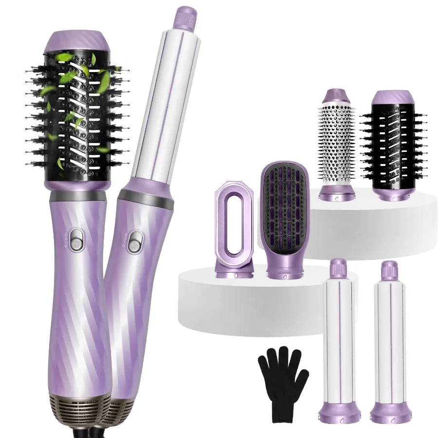 

Hair Dryer Brush 5 in 1 Detachable Blow Dryer Brush Negative Ionic Hot Air Brush Hair Styling Tool Set Round Hot Air Straighten