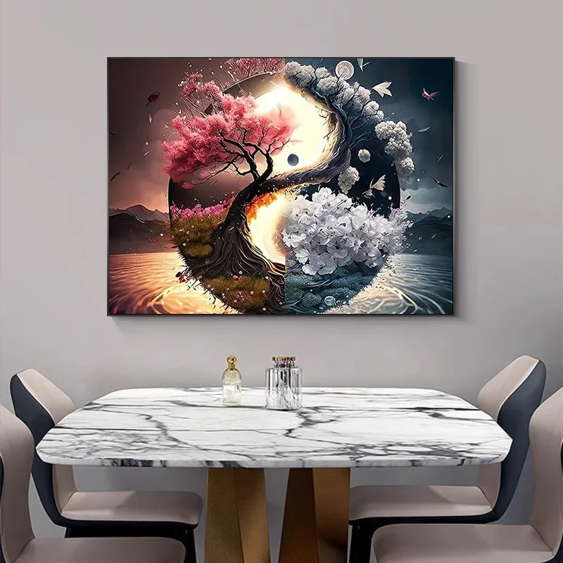 Creative Tai Ji AB Landscape Diamond Painting Tree Landscape Mosaic Picture Diamond Embroidery Unique Handmade Gift