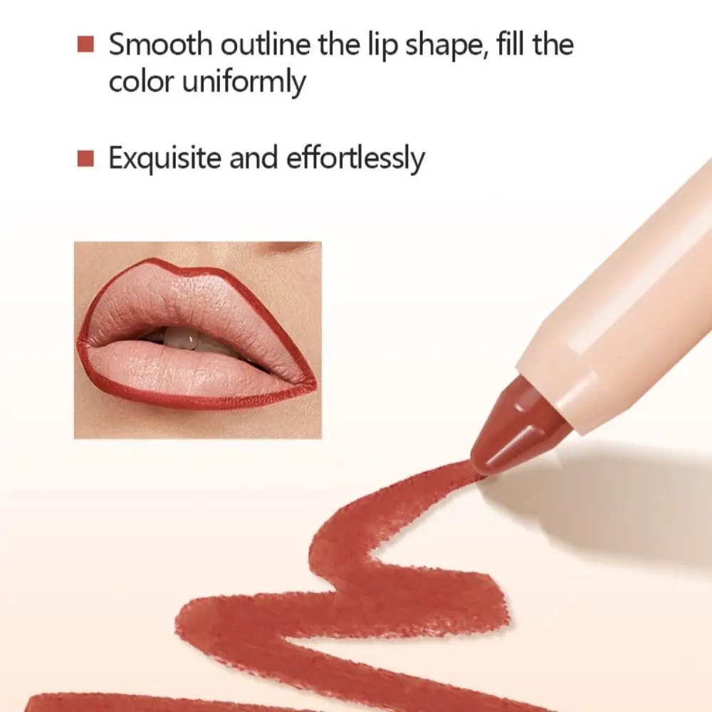 Lápis delineador de lábios impermeável para mulheres, maquiagem cosmética, copo antiaderente, caneta lipliner marrom, vermelho, nu, sexy, moda