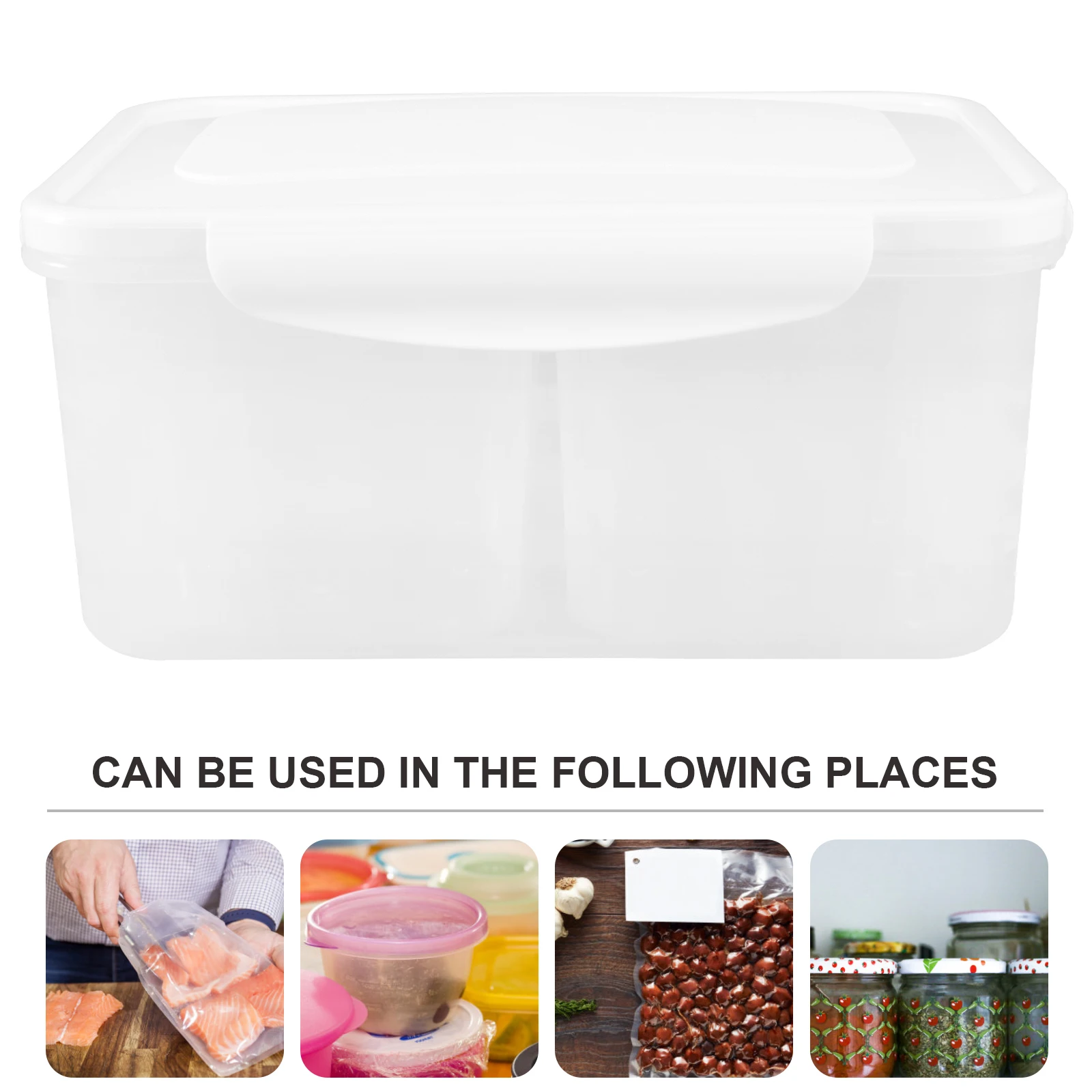 

Storage Box Food with Lids Containers Refrigerator Kitchen White Organization and