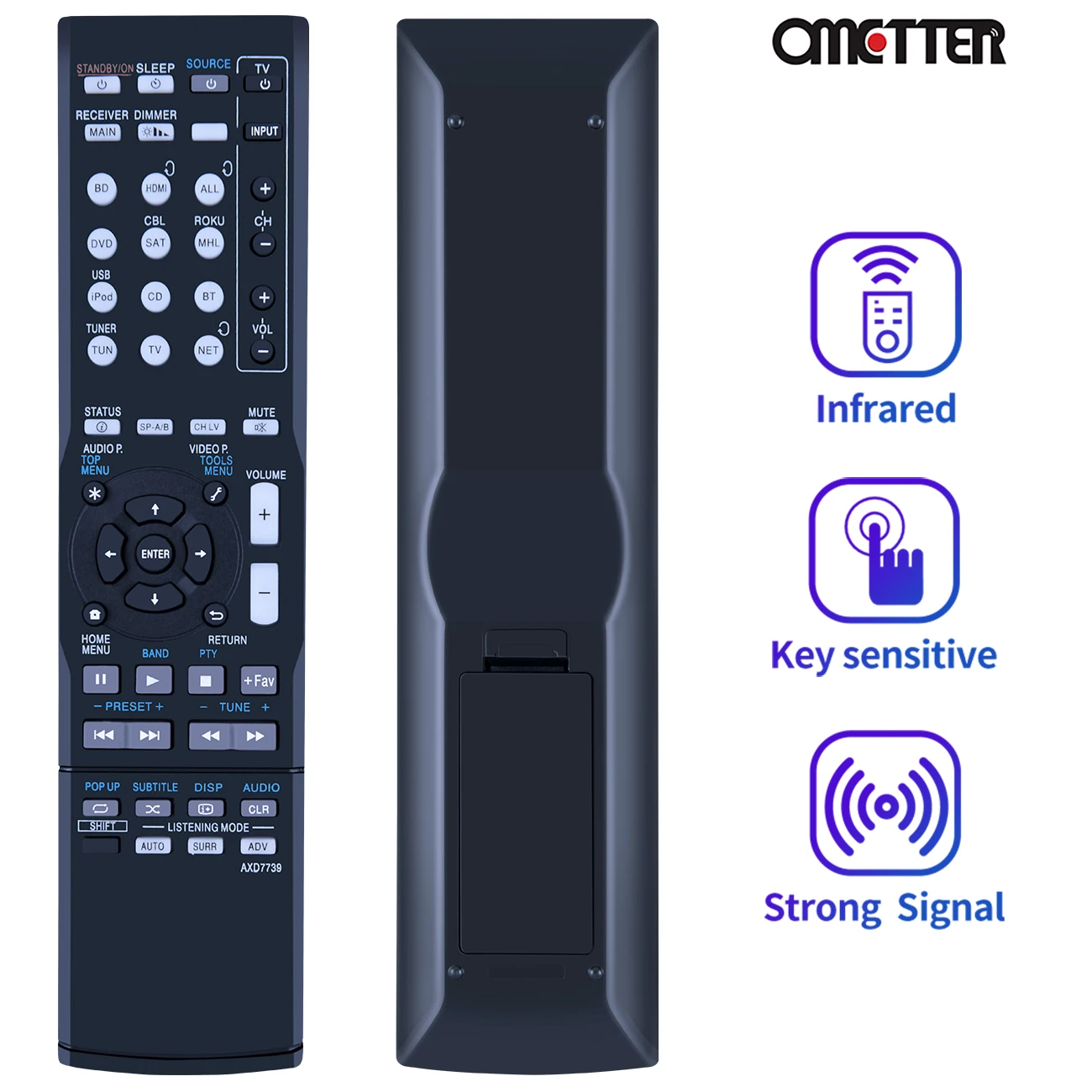 AXD7739 Replace Remote Control Fit for Pioneer AV Receiver VSX-830-K VSX-45 VSX-830 VSX-90