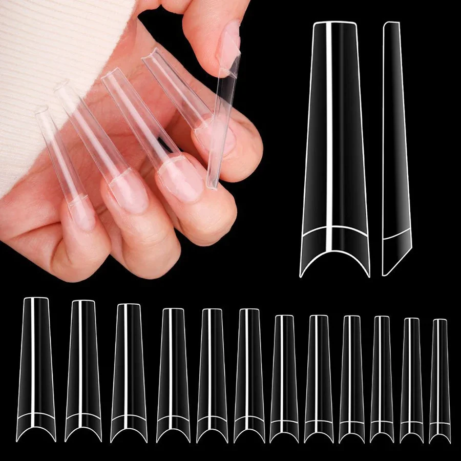 504 puntas francesas extralargas, uñas postizas sin costuras, puntas de uñas postizas para extensión de gel UV acrílico