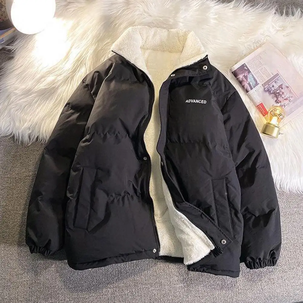 Chaqueta Harajuku para hombre y mujer, chaqueta acolchada de algodón coreano con cremallera, a prueba de viento, forro grueso de felpa, abrigo rompevientos, Otoño e Invierno