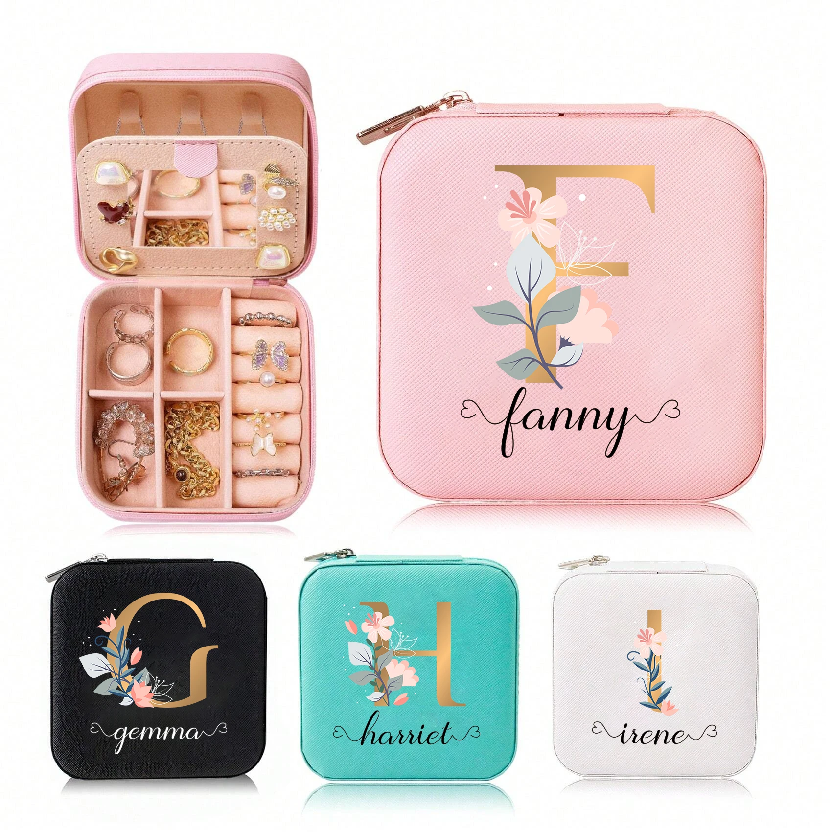 Custom Mini Jewelry Storage Box Bridesmaid Gift Travel Jewelry Case Initial Letter with Name Birthday Party Mother's Day Gift