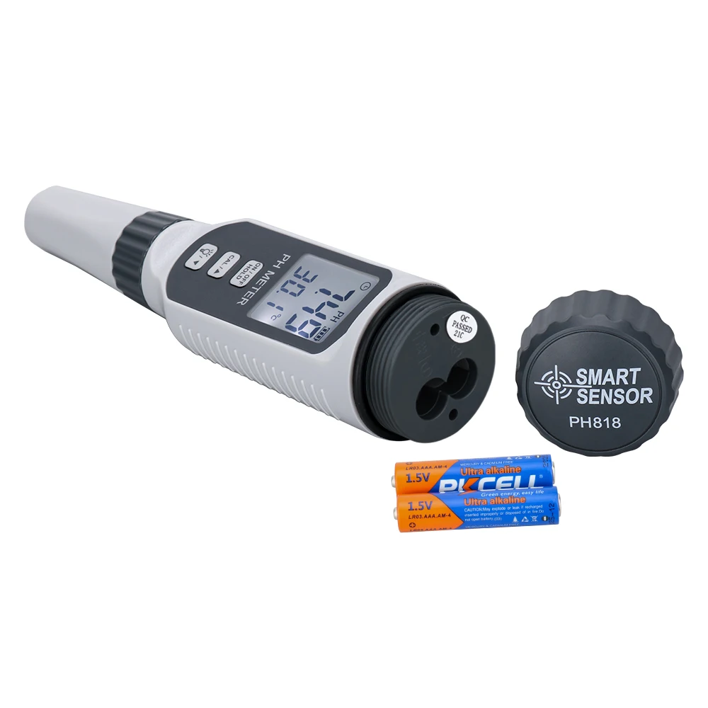 Professional pH Meter Pen Type Water Quality Tester Acidometer PH818 with LCD Display PH Tester for Aquarium Acidity Measurement
