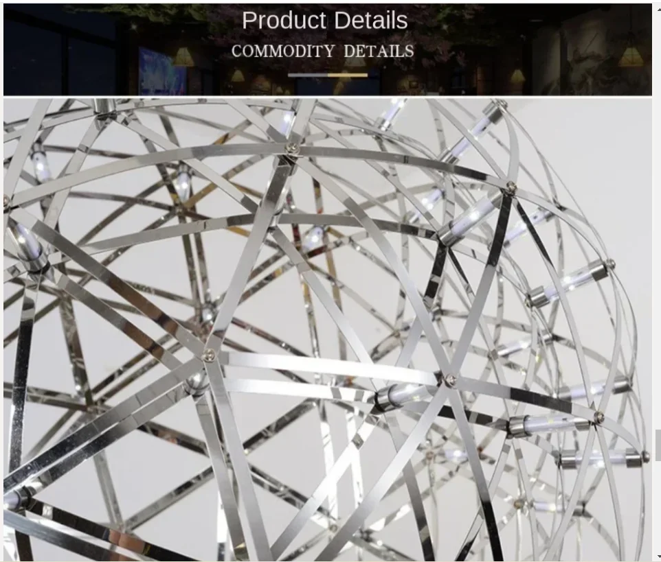 

Brief Loft Spark Ball LED Firework Stainless Steel Modern Lights Chandelier Fixture Lobby Lustre Pendant Lamp Home Deco Lighting