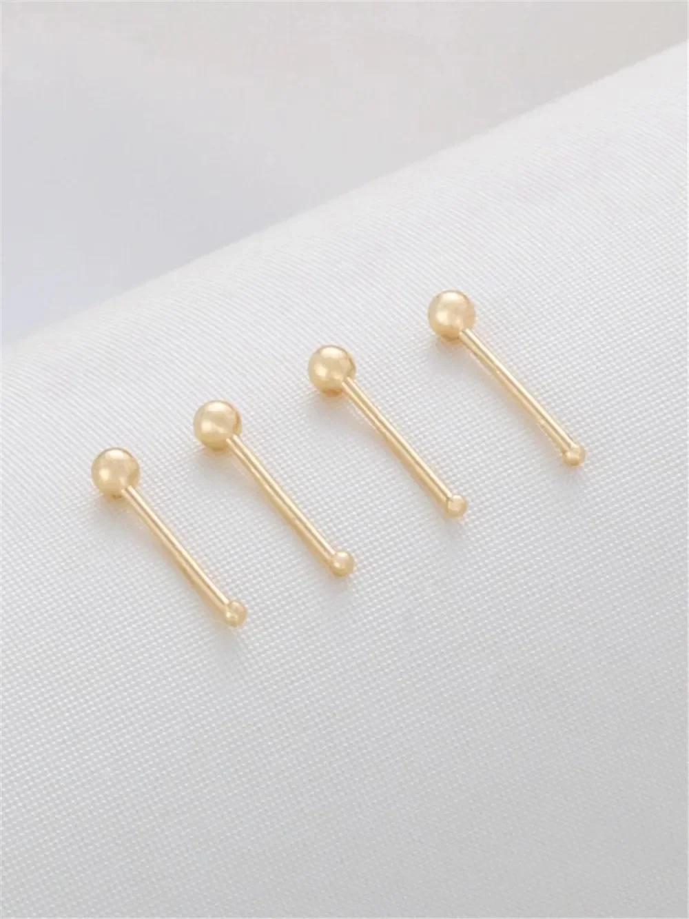 

14K Gold-plated Double Bead Small Ear Studs Ear Bone Studs Ear Holes Ear Sticks Welding Beads Non Removable Bean Ear Accessories
