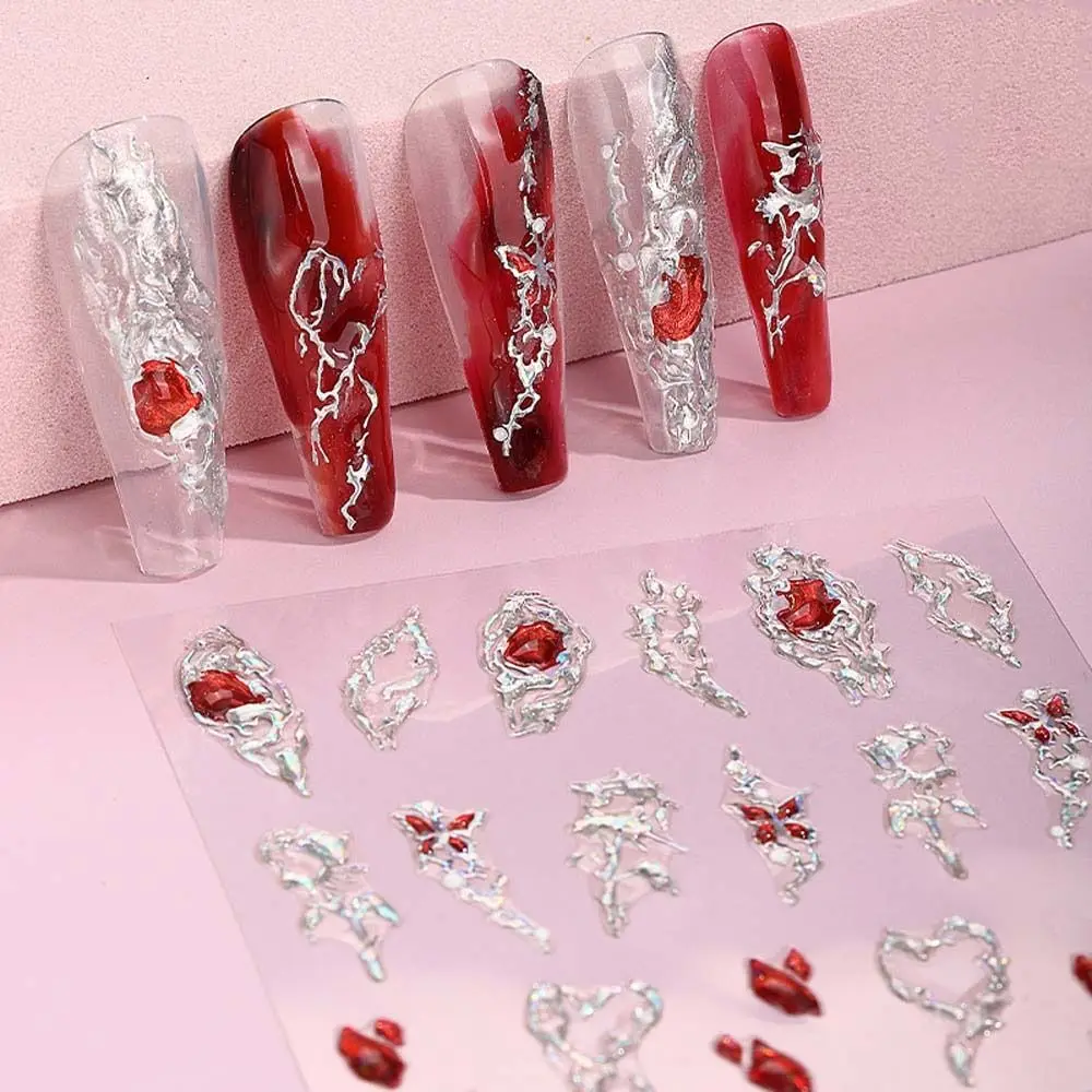 Accesorios de manicura de corazón de amor de lujo ligero, calcomanías de uñas de Panda, pegatinas adhesivas suaves, pegatinas de corazón para uñas, decoraciones artísticas para uñas