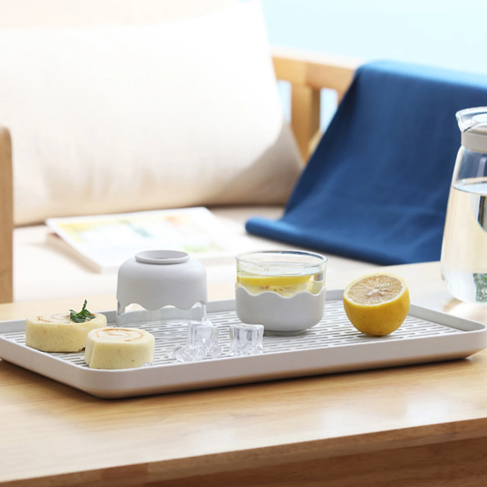

Drain Storage Tray Double Layer PP White Tea Set Draining Vegetable Dish Board Household Fruit Pot Storage Creative