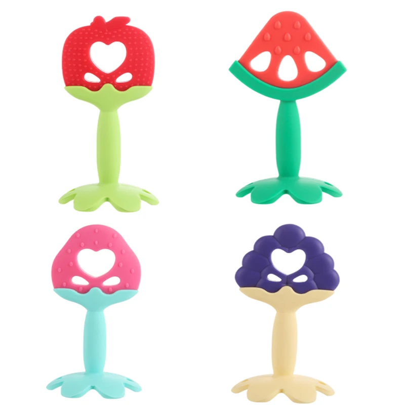 

Baby Teething & Massaging Toy Infant Dental Care Accessories Newborn Baby Safety Non-toxic Silicone Fruit Shape Chew Molar Stick