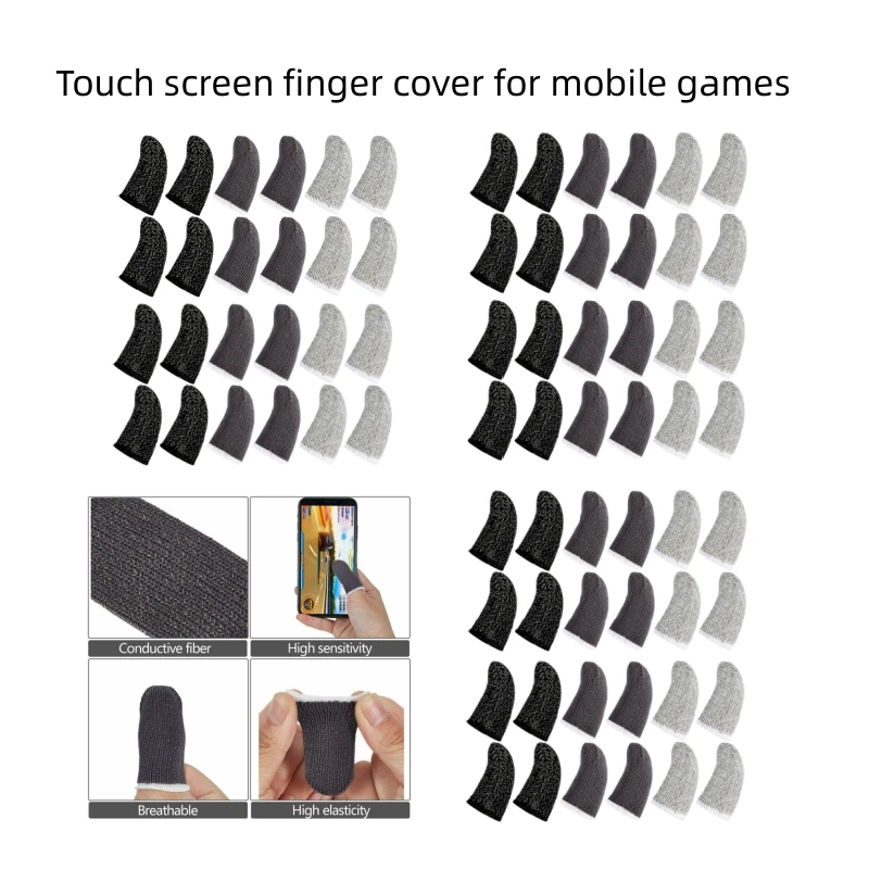 20Pcs Mobile Phone Finger Cuff Fibroid Mobile Game Touch Screen Fiber Breathable And Sweat Resistant Walking Game Finger Cuff