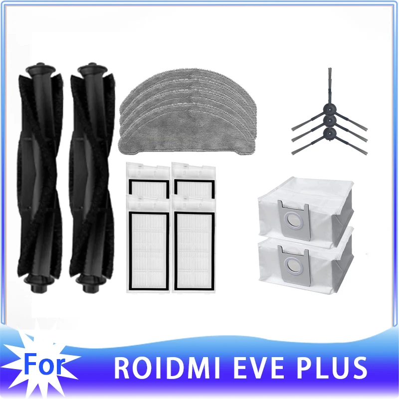 

For ROIDMI EVE PLUS Accessories Robot vacuum cleaner Dust bags HEPA filter main brush mop cloth Replacement spare parts