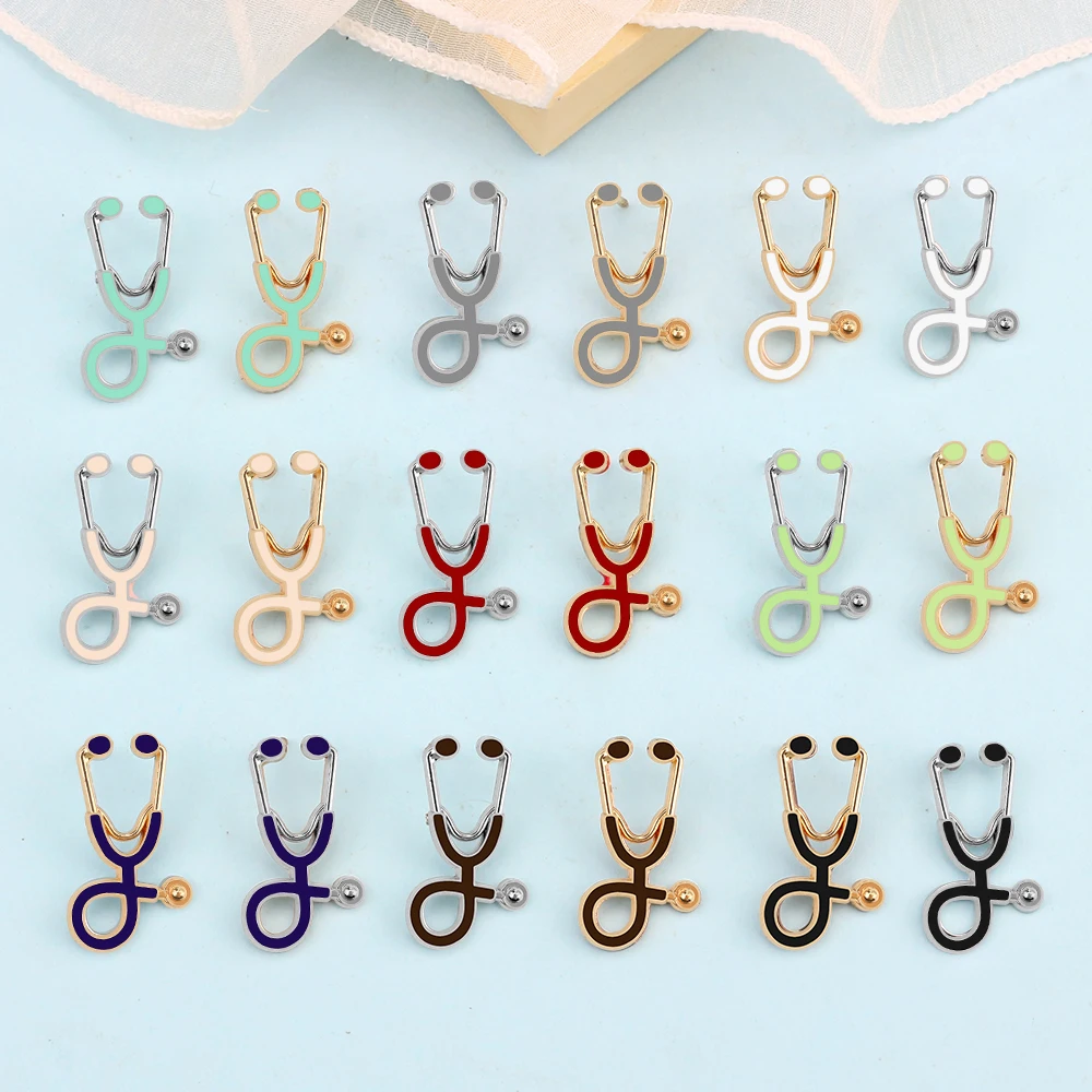 Colorful Mini Stethoscope Brooch Creative Bag Lapel Pin Enamel Badge for Doctors Nurses Medical Student Graduation Gifts Jewelry