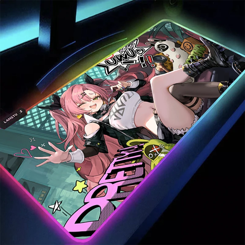 

LED Mouse Pad Anime Gaming Accessories Gamer PC Computer Zenless Zone Zero Nicole Demara Keyboard Pad ZZZ Desk Mat RGB Mousepad