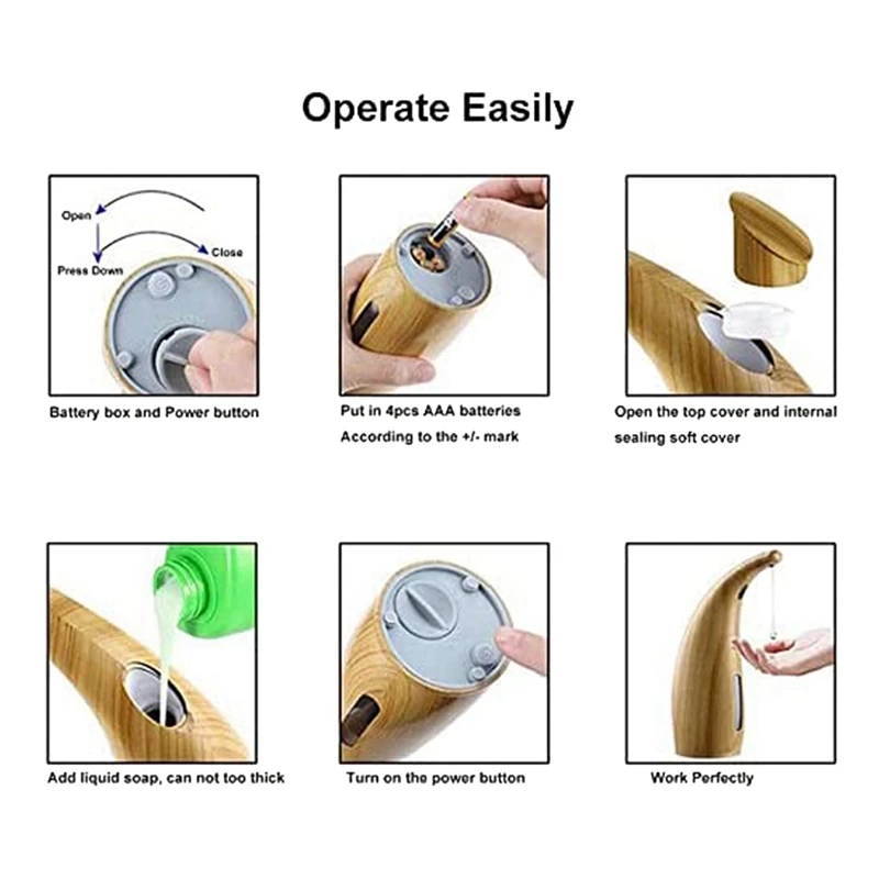 Automatic Sensor Soap Dispenser Touchless Liquid Handsoap Dispenser With Infrared Motion Sensor 300Ml/11Oz Easy Install