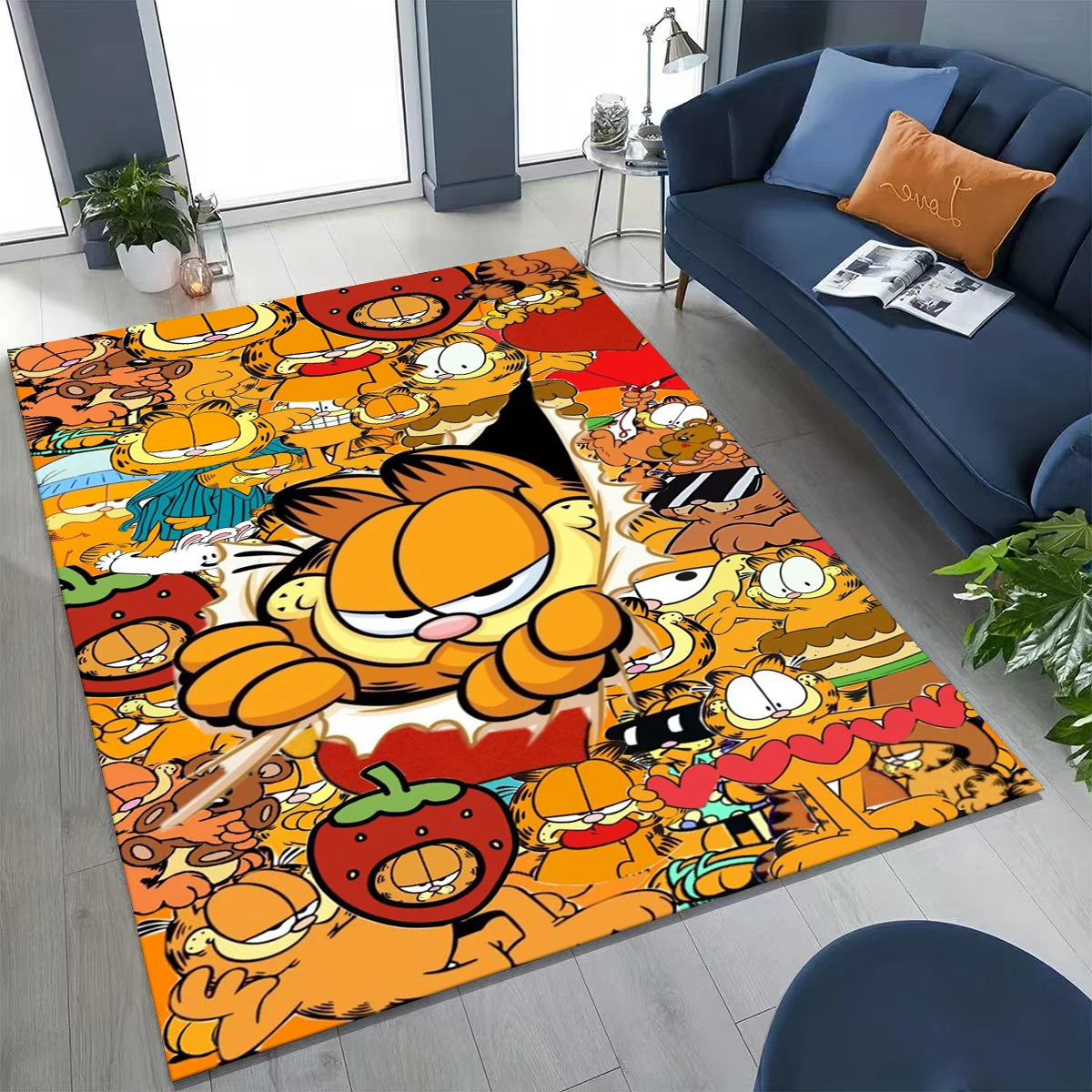 3D Funny G-Garfield Cartoon Carpet Rug for Bedroom Living Room Sofa Home Doormat Decor, Large Kids Play Non-slip Floor Mat Gift