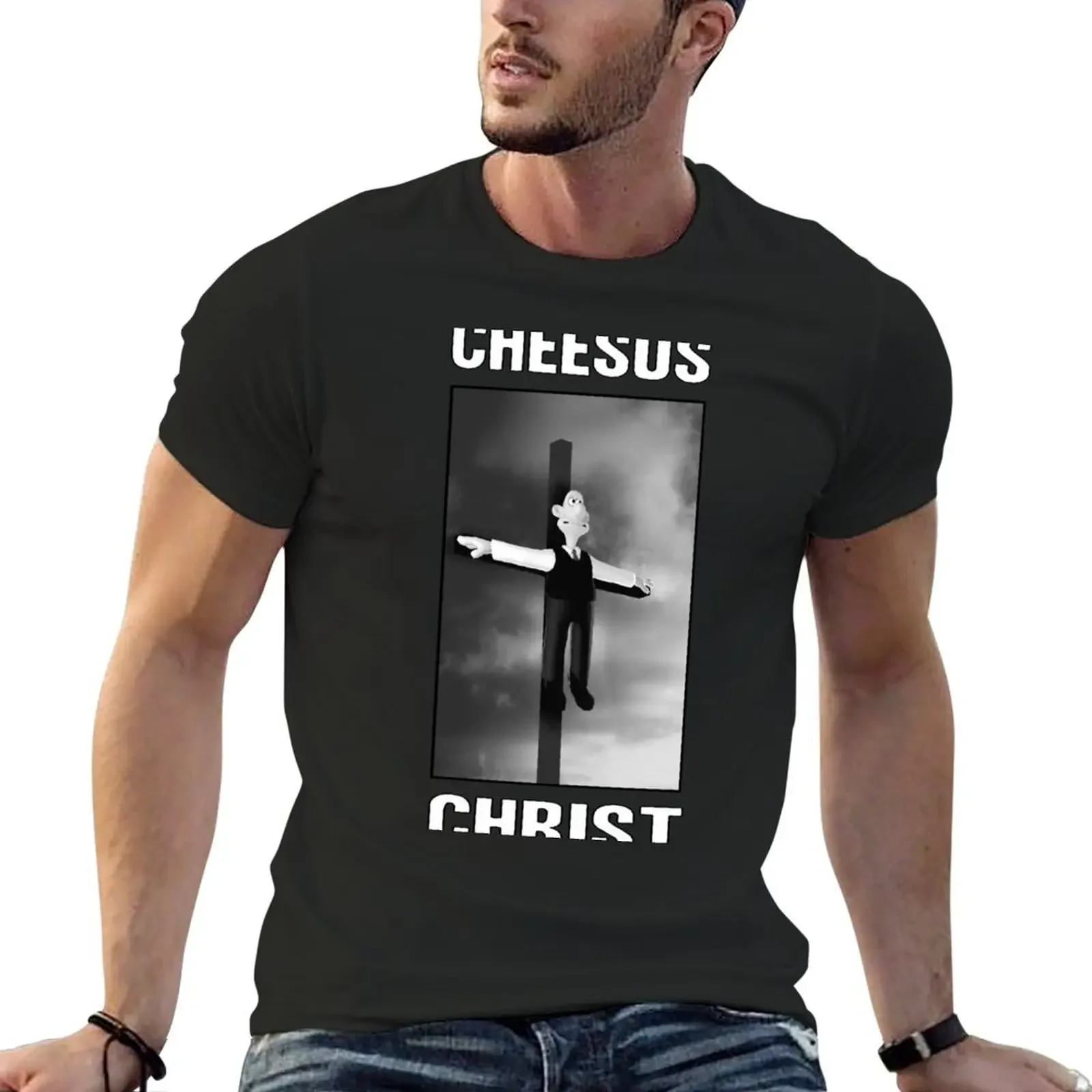 

Cheesus Christ T-shirt kawaii clothes Blouse plus size tops customizeds mens white t shirts