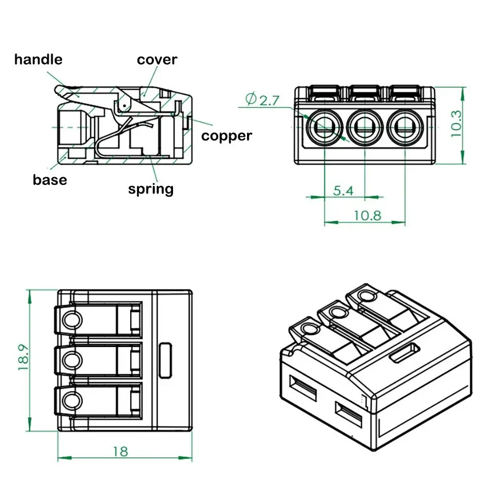 Mini Quick Terminal Block Docking Universal Compact Compact Splice Electrical Connectors Fast Connector Electrical