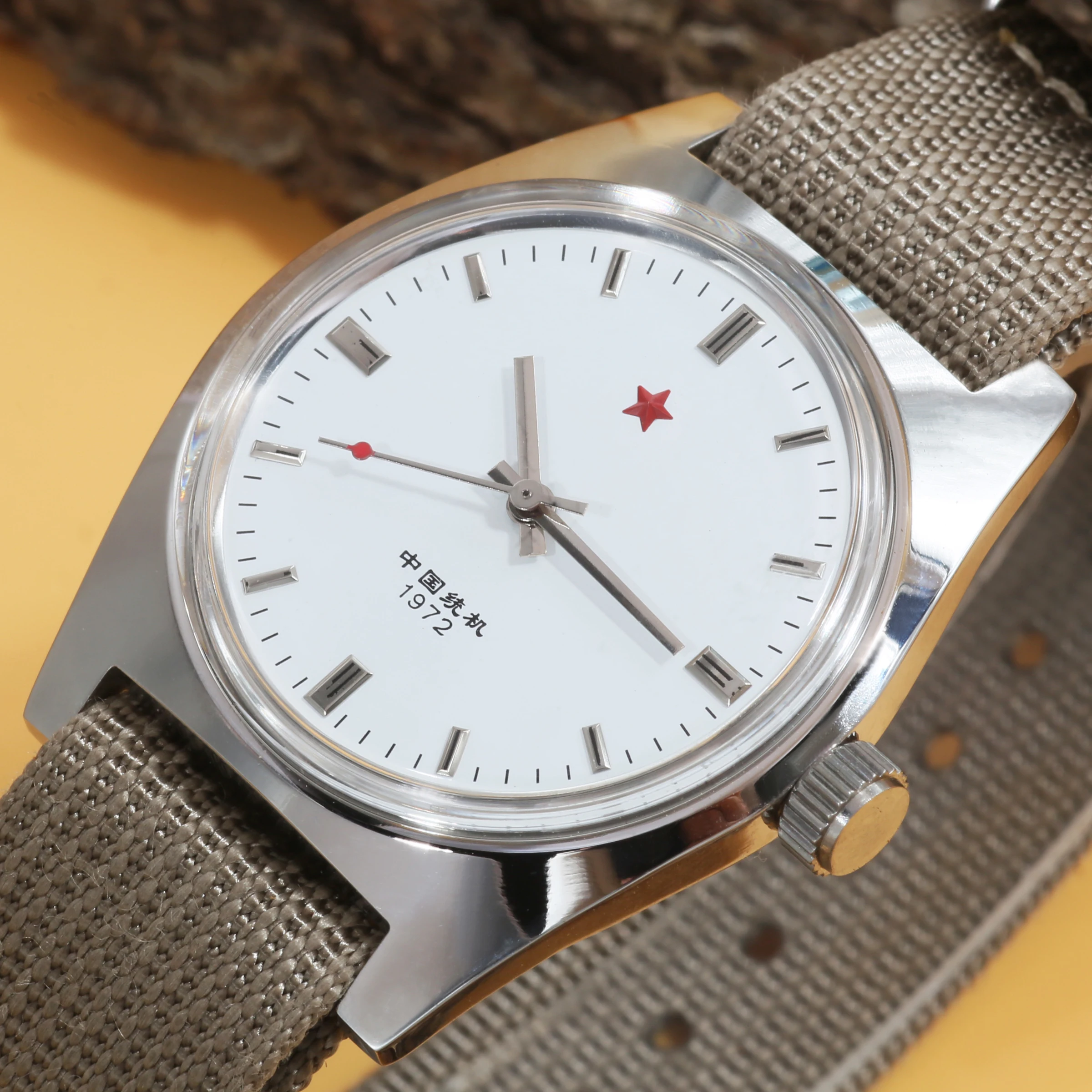 Montre mécanique Vintage pour hommes Shanghai 7120 mouvement manuel 36mm montre-bracelet classique 3D cristal acrylique Style rétro cadeau pour lui