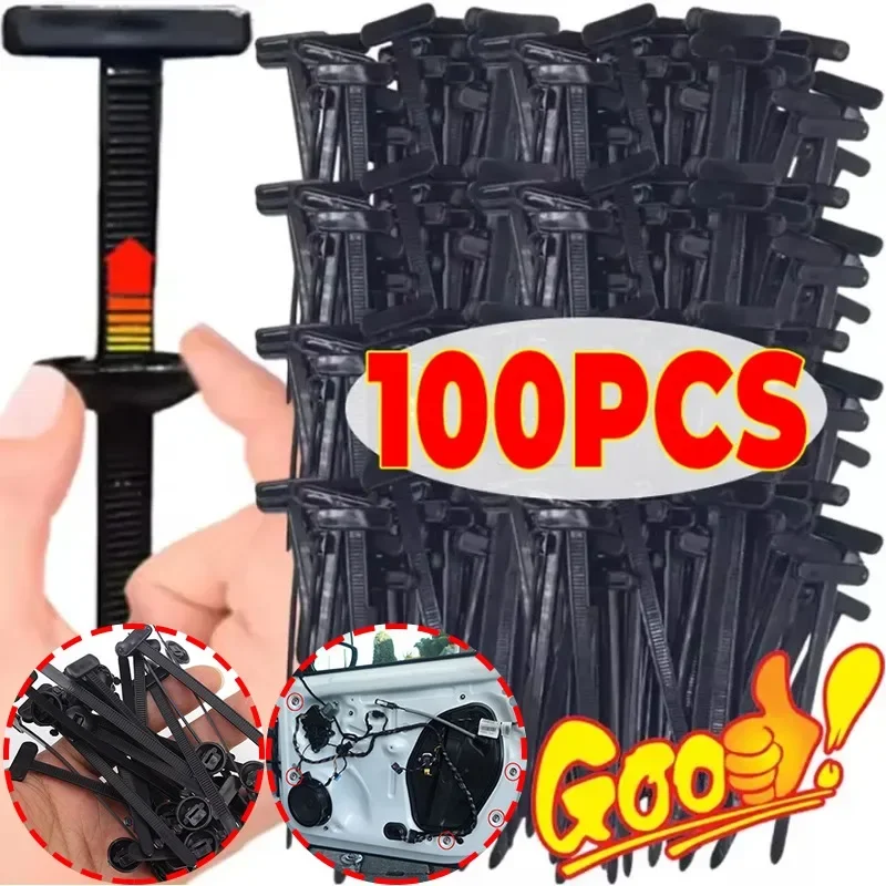 5-200 pièces boucle d'attache de câble en Nylon-support d'attaches zippées robustes avec conception de broche et de bouton attaches de câble en plastique attaches d'outils corps de voiture