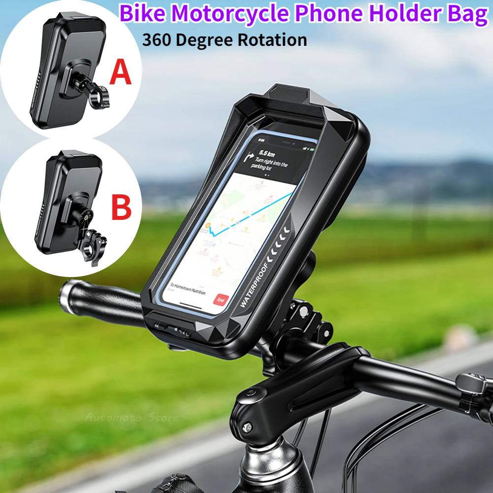 Bicycle Handlebar Stand Waterproof Bike Phone Holder Wall Motorcycle Handlebar Mount Bag for iPhone Samsung Phone Support