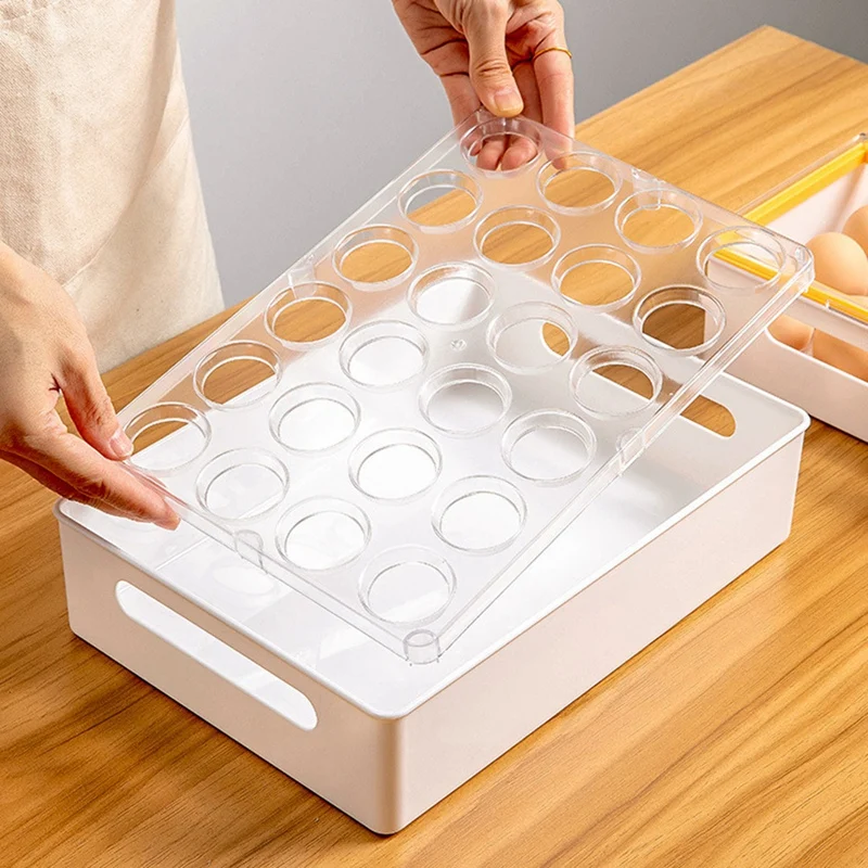 Caja de huevos transparente con tapa para cocina, almacenamiento de mantenimiento fresco para refrigerador, estante para huevos para el hogar, contenedores de sellado para congelador