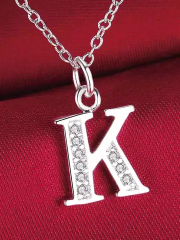 26 Letters 925 Sterling Silver Necklace Pendant Zircon For Women Exquisite Student Girlfriend Jewelry Accessories Wedding Gift