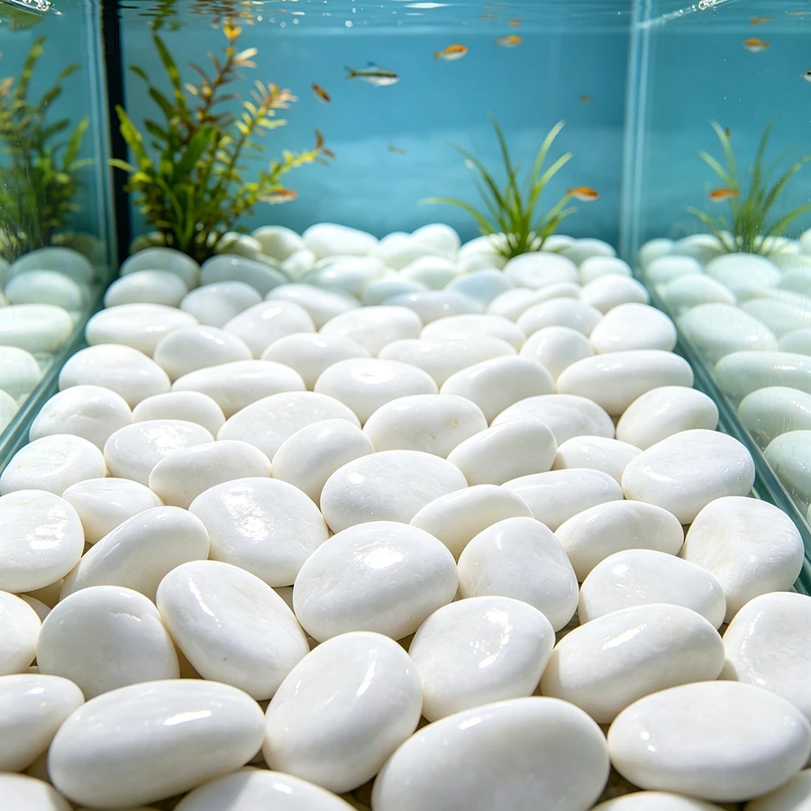 Aquasoil Substrate - 250/600g White Pebbles for Aquarium 2-3cm