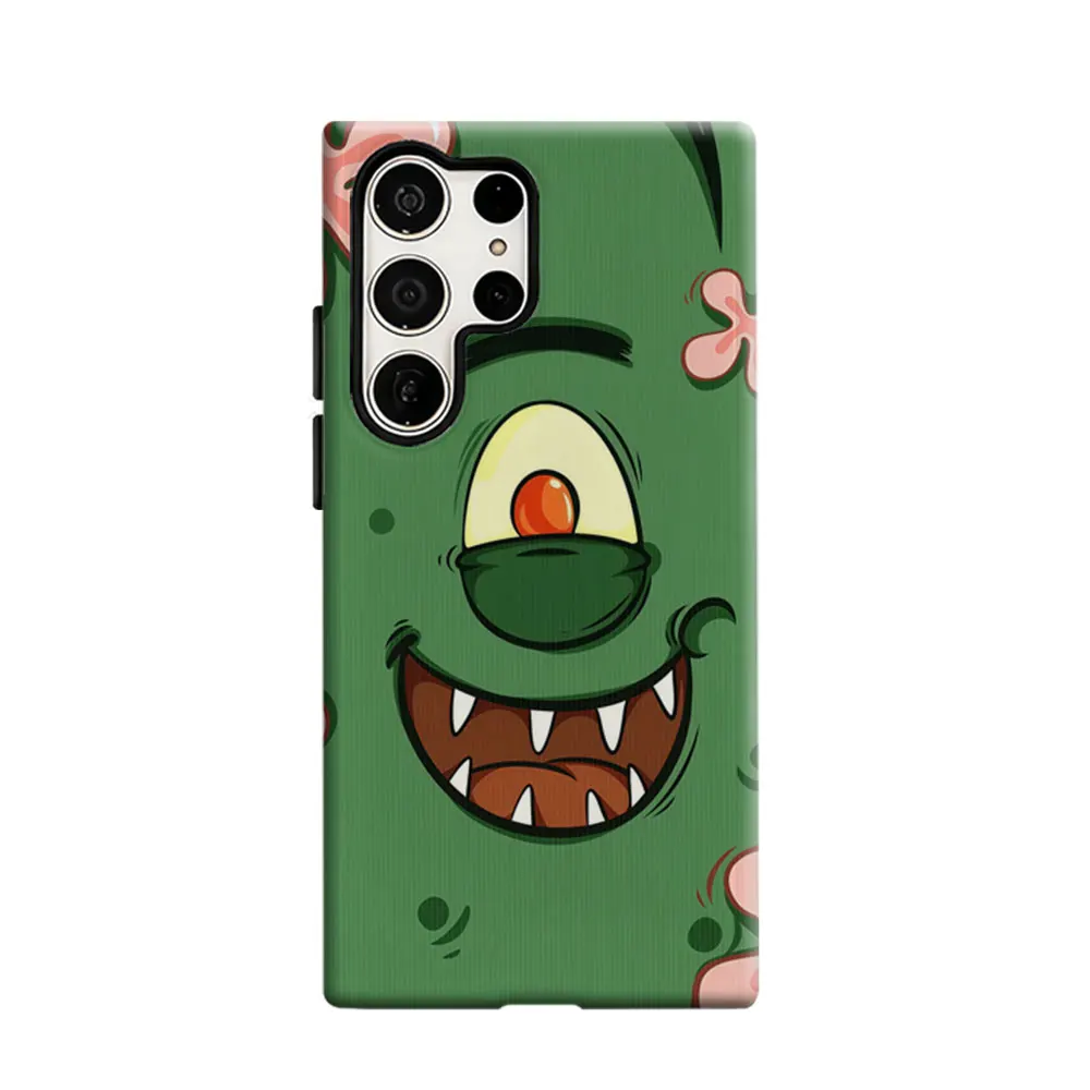 CaseLumi Phone Case For Samsung Galaxy S25 S24 S23 Ultra Plus HD Hard Green Monster Face Double Layer Cover Film Shell