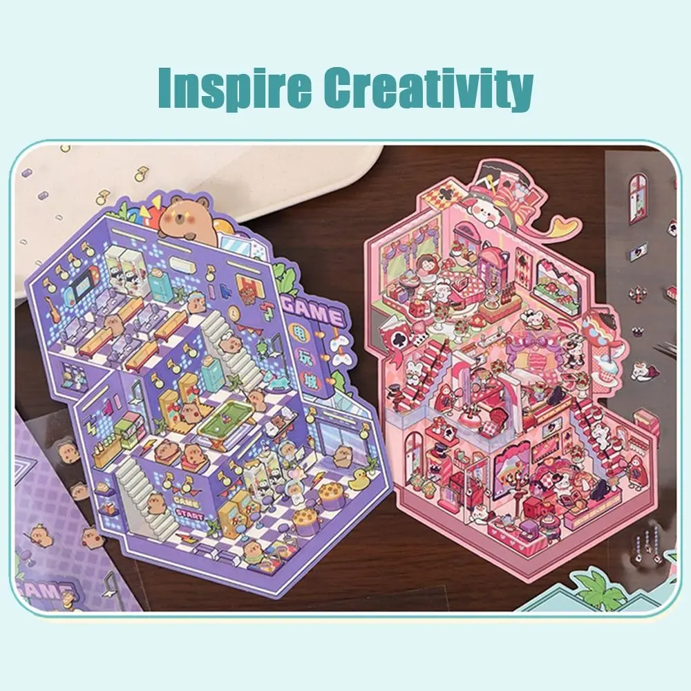 애완 동물 3D 조경 스티커 다중 주제 플러스 크기 스태킹 붙여 넣기 스티커 3차원 Capybara